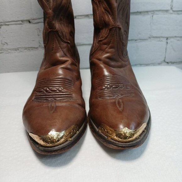 MENS VINTAGE LAREDO COWBOY BOOTS BROWN LEATHER POINT TOE SIZE 8.5 EE - Picture 11 of 12